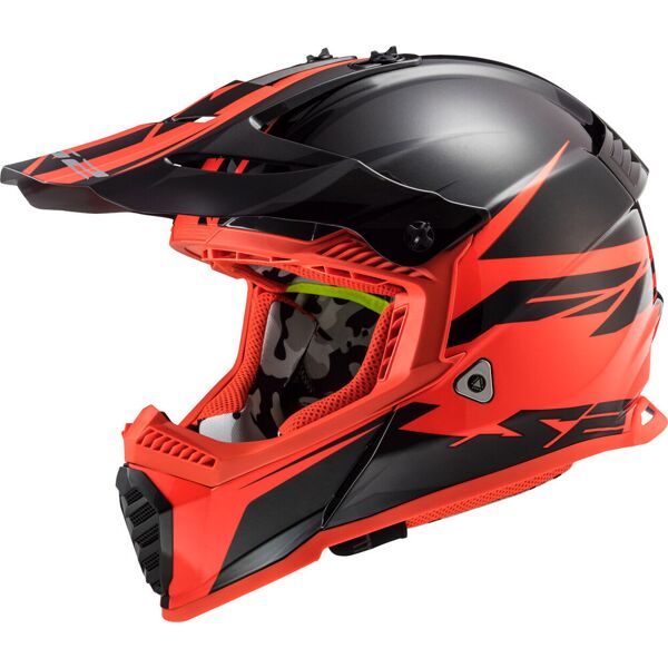 ls2 mx437 fast evo roar casco motocross nero rosso l