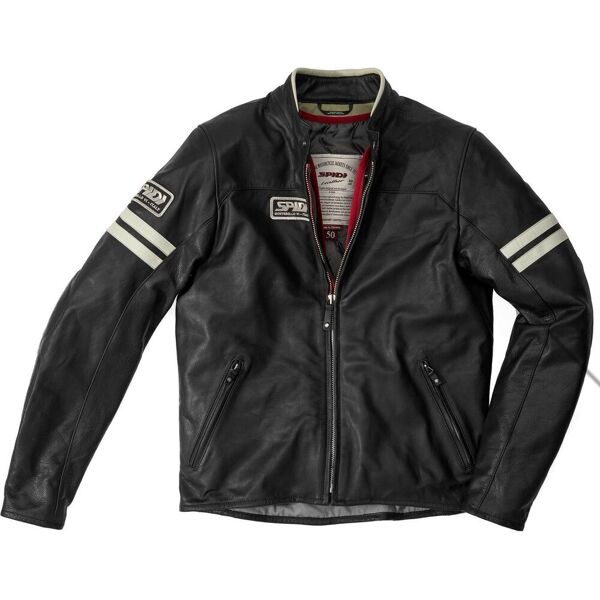 spidi vintage giacca in pelle motociclistica nero grigio 54