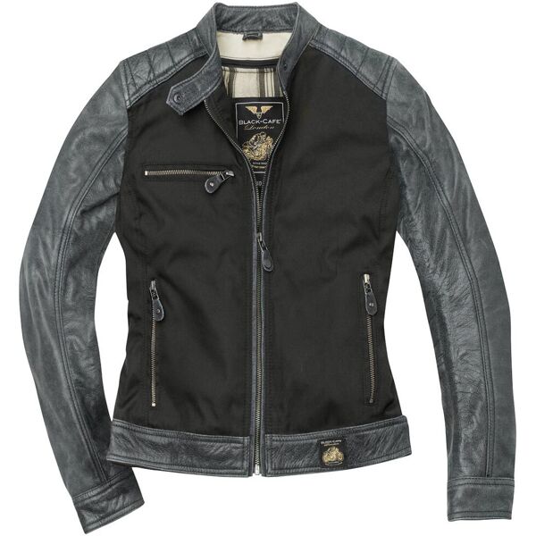 black-cafe london johannesburg donna moto pelle / giacca tessile nero grigio m