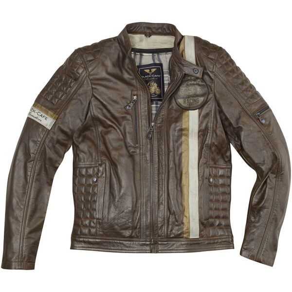 black-cafe london barcelona giacca in pelle motociclistica marrone 56