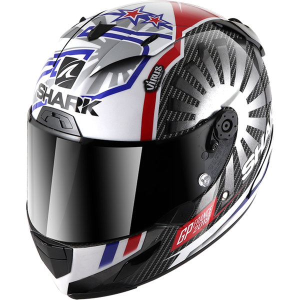 shark race-r pro carbon replica zarco gp france 2019 casco nero bianco rosso xs