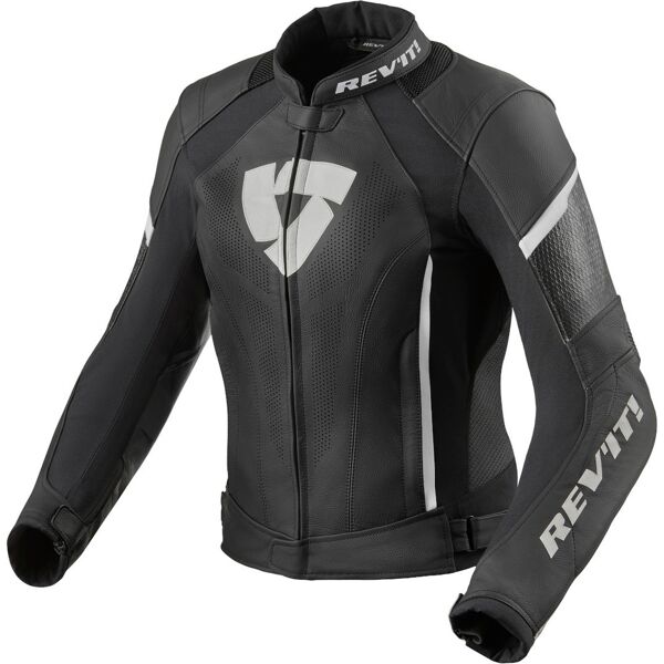 revit xena 3 giacca donna in pelle moto nero bianco 40