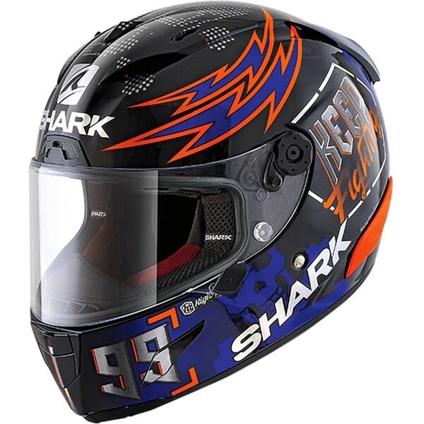 shark race-r pro replica lorenzo catalunya gp 2019 casco nero rosso porpora xl