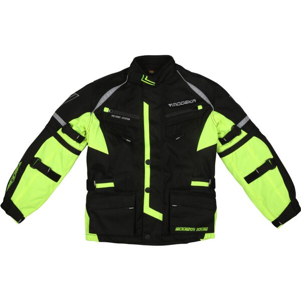 modeka tourex ii giacca tessile per moto ciclismo per bambini nero giallo 2xs 128