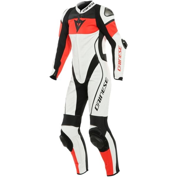 dainese imatra abito in pelle da motociclista one piece perforated ladies nero bianco rosso 46