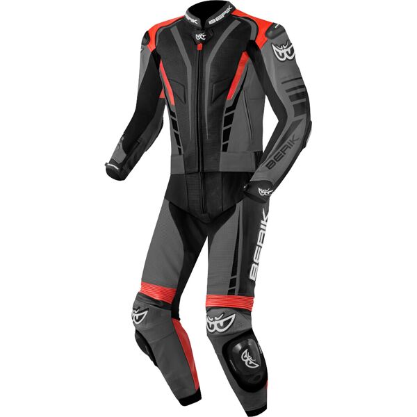 berik xr-ace tuta in pelle da moto a due pezzi nero grigio rosso 50