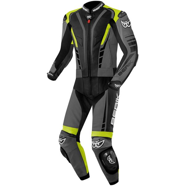 berik xr-ace tuta in pelle da moto a due pezzi nero grigio giallo 56