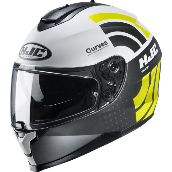 hjc c70 curves casco nero bianco giallo m