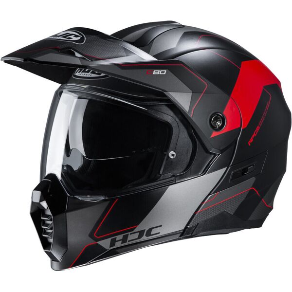 hjc c80 rox casco nero rosso xs