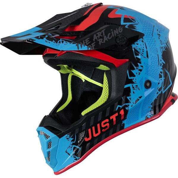 just1 j38 mask casco motocross nero blu xs