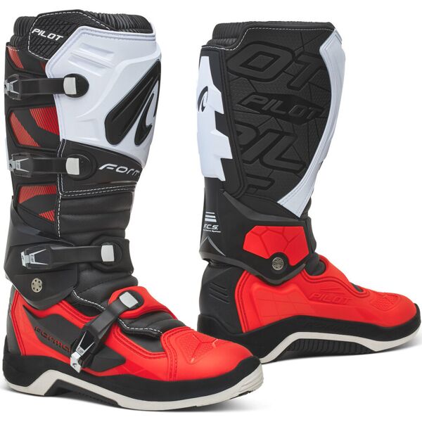 forma pilot motocross stivali nero bianco rosso 47