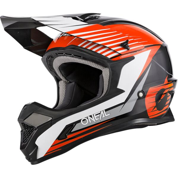 oneal 1series stream v21 casco motocross giovanile nero bianco arancione m