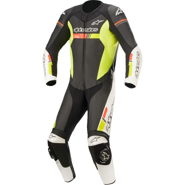 alpinestars gp force chaser abito monopezza in pelle moto nero bianco rosso giallo 52