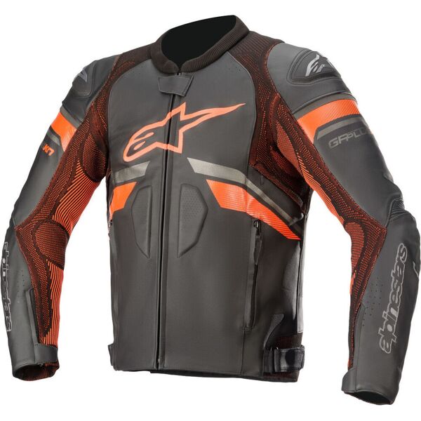 alpinestars gp plus r v3 rideknit giacca in pelle moto nero arancione 52