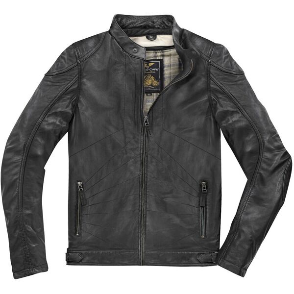 black-cafe london atlanta giacca moto in pelle nero 54