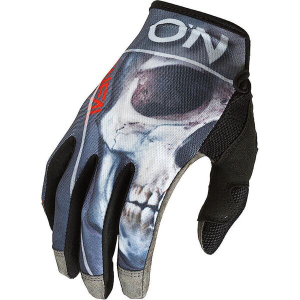 oneal mayhem bones v.22 guanti da motocross nero grigio rosso 2xl