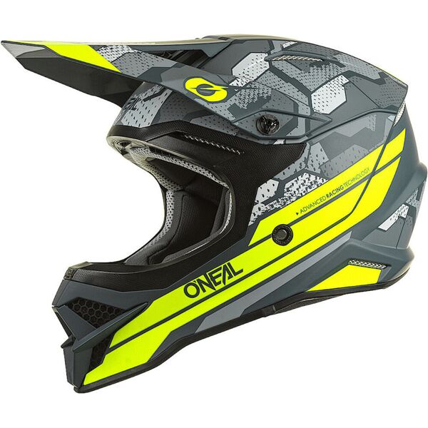 oneal 3series camo v.22 casco motocross grigio giallo xs