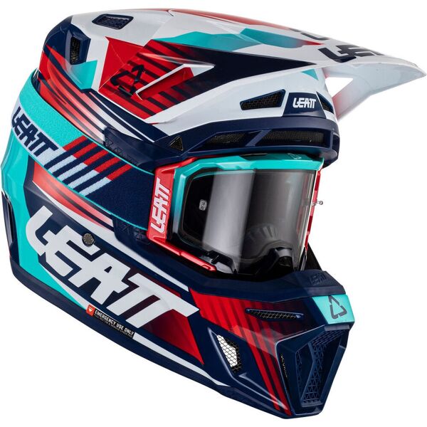 leatt moto 8.5 v22 composite casco da motocross con occhiali rosso blu s
