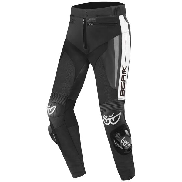 berik kendo pantaloni moto in pelle nero bianco 58