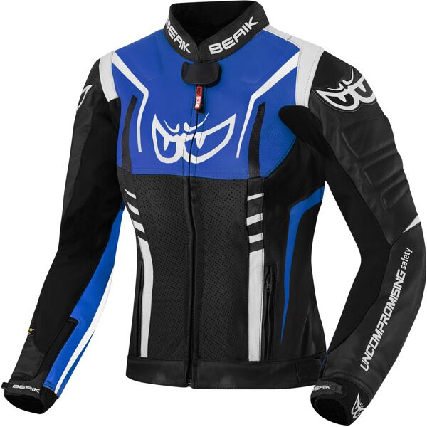 berik striper giacca da donna in pelle per moto nero bianco blu 46