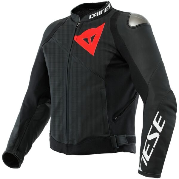 dainese sportiva giacca in pelle traforata per moto nero 48