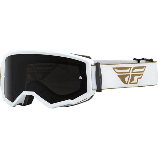 fly racing zone logo occhiali da motocross bianco oro
