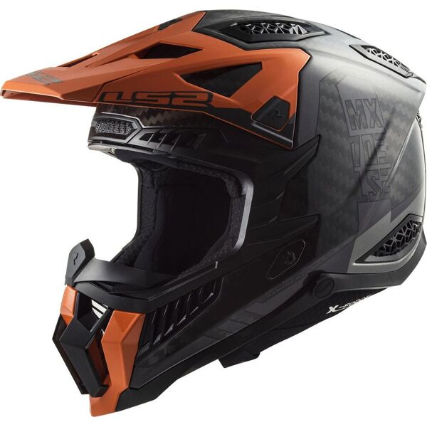 ls2 mx703 x-force victory carbon casco motocross nero arancione xl