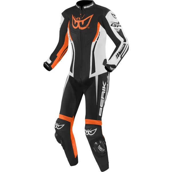 berik monza ladies one piece tuta in pelle della moto nero bianco arancione 40