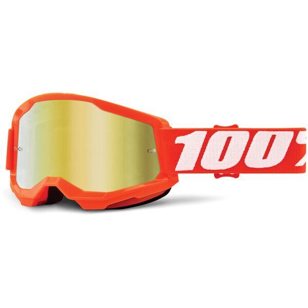 100% strata 2 occhiali da motocross bianco arancione unica taglia