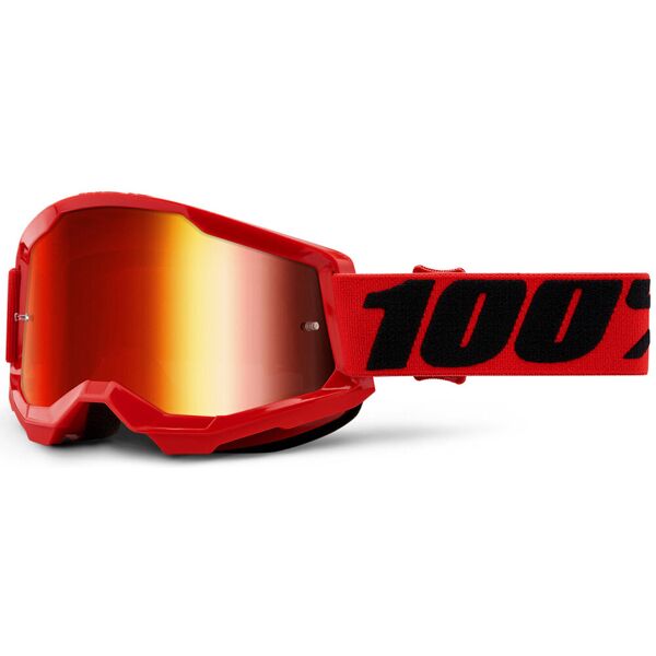 100% strata 2 occhiali da motocross nero rosso unica taglia