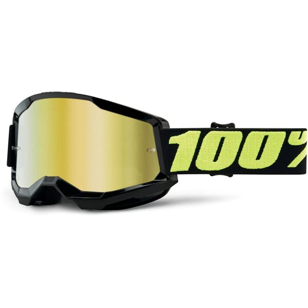100% strata 2 occhiali da motocross nero giallo unica taglia