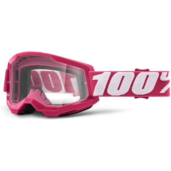 100% strata 2 clear occhiali da motocross bianco rosa unica taglia