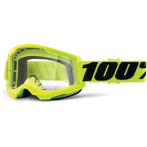 100% strata 2 clear occhiali da motocross nero giallo unica taglia