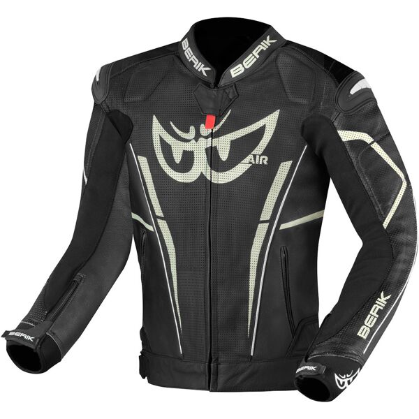 berik street pro evo giacca in pelle per moto nero bianco 50