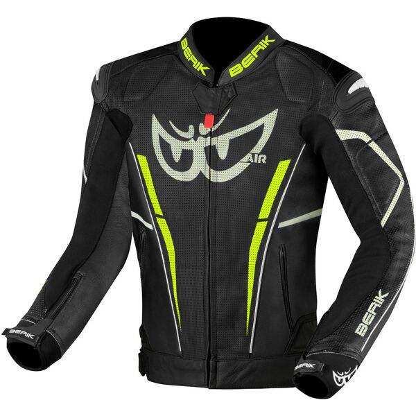 berik street pro evo giacca in pelle per moto nero grigio giallo 50