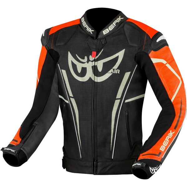 berik street pro evo giacca in pelle per moto nero arancione 50