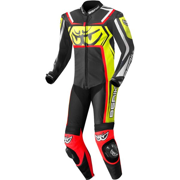 berik race-tech costume intero in pelle per moto nero rosso giallo 50