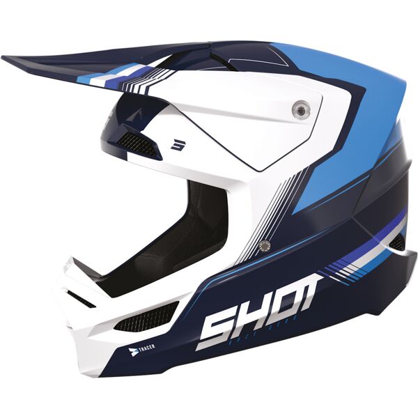 shot race tracer casco motocross nero bianco blu xl