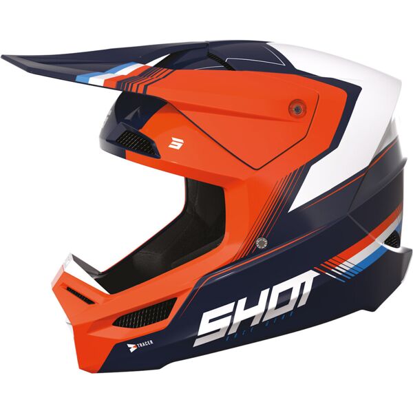 shot race tracer casco motocross nero bianco arancione xl