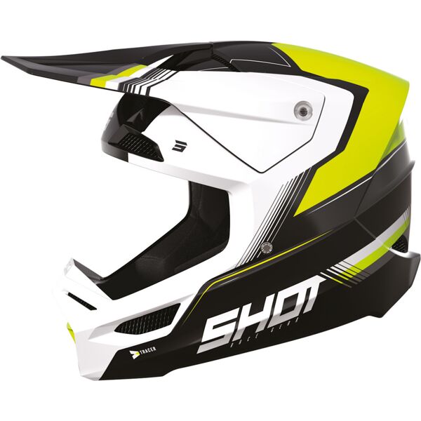 shot race tracer casco motocross nero bianco giallo m