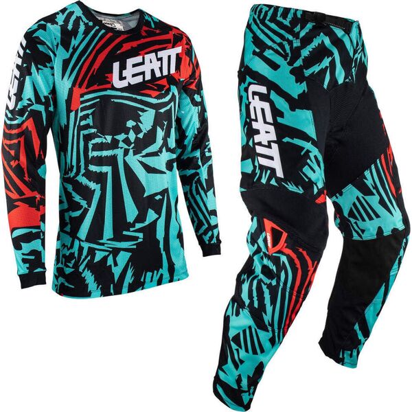 leatt 3.5 zebra set di maglie e pantaloni motocross nero verde s