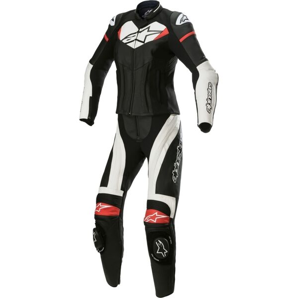 alpinestars stella gp plus ladies two piece tuta in pelle per moto nero bianco rosso 48