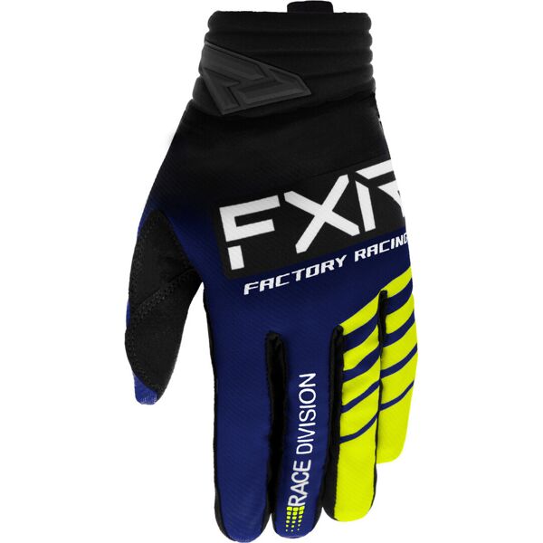 fxr prime 2023 guanti da motocross nero blu giallo 2xl