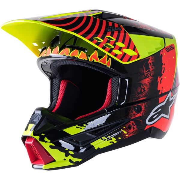 alpinestars s-m5 solar flare casco motocross nero rosso giallo 2xl