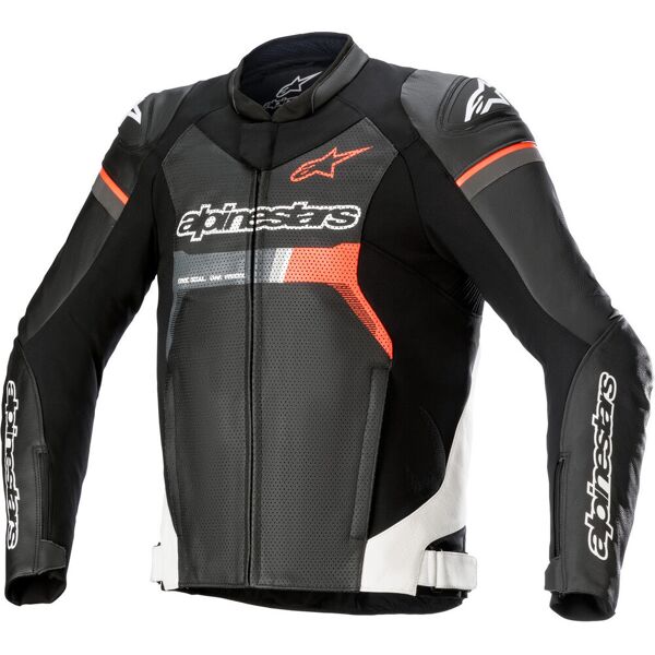 alpinestars gp force airflow giacca in pelle moto nero bianco rosso 60