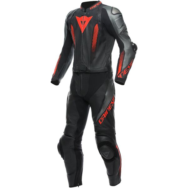 dainese laguna seca 5 tuta in pelle da moto a 2 pezzi nero grigio rosso 62