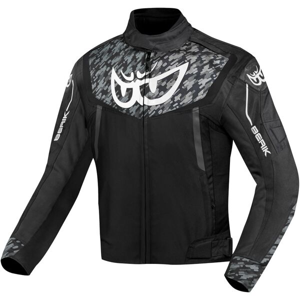 berik camo street giacca tessile impermeabile per moto nero bianco 50