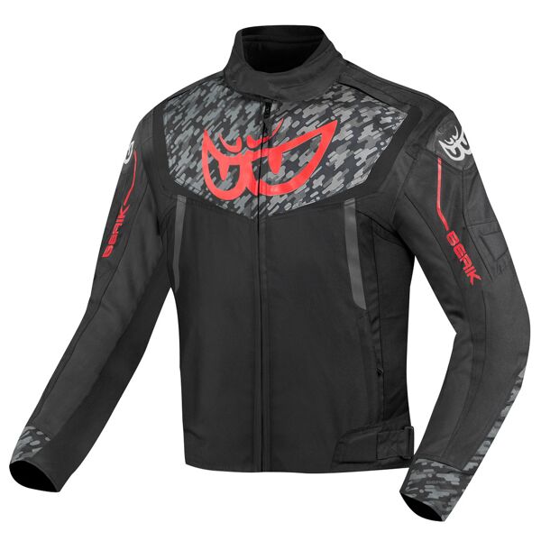 berik camo street giacca tessile impermeabile per moto nero rosso 50