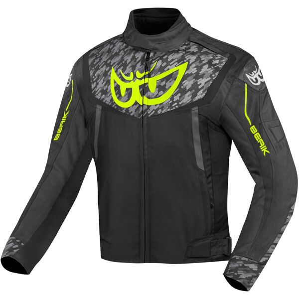 berik camo street giacca tessile impermeabile per moto nero giallo 50