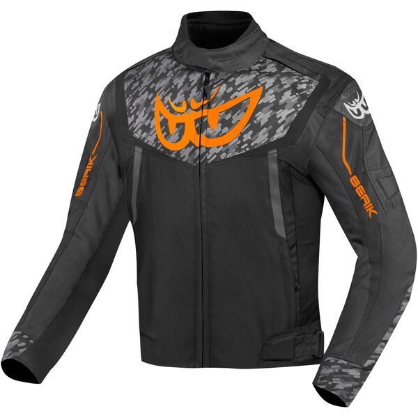 berik camo street giacca tessile impermeabile per moto nero arancione 50